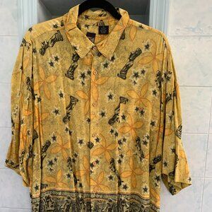 MONTEGO TROPICS MENS Big + Tall 3XL TROPICAL POLYNESIAN DETAILED TROPICAL SHIRT